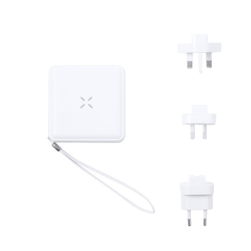 Adapter podróżny, bezprzewodowy power bank 10000 mAh, ładowarka bezprzewodowa 15W Biały V2027-02 (7)