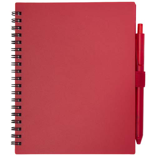 Niove zestaw notatnik w miękkiej okładce z tworzyw sztucznych pochodzących z recyklingu i długopis (niebieski tusz) Czerwony 10629821 (2)