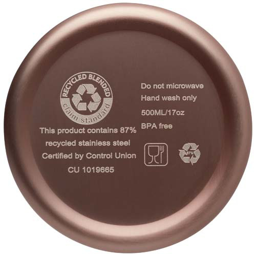 Vasa butelka ze stali nierdzwenej z recyklingu z miedzianą izolacją próżniową o pojemności 500 ml posiadająca certyfikat RCS Brązowy 10073640 (5)