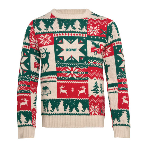 Świąteczny sweter z dzianiny S-M Bezowy CX1601-13 (4)