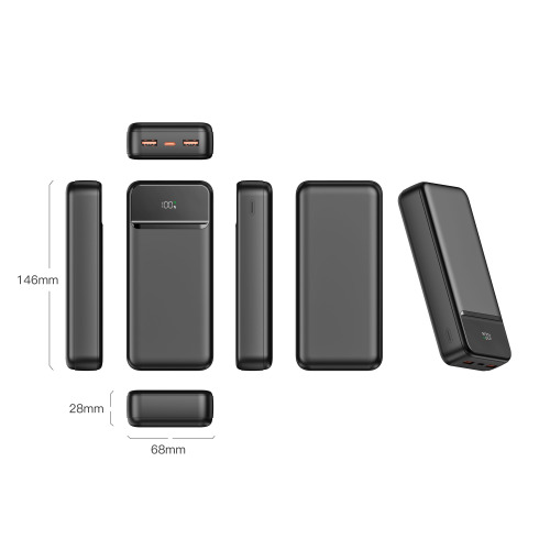 Powerbank Nolu z wyświetlaczem LED 20000 mAh Czarny LT95519-N0002 (2)
