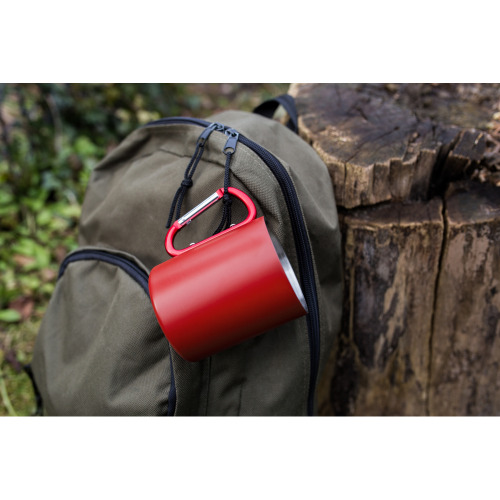 Kubek 280 ml ze stali nierdzewnej z recyklingu, z karabińczykiem | Pari Biały V1405-02 (1)