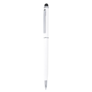 Długopis z aluminium z recyklingu, touch pen Biały