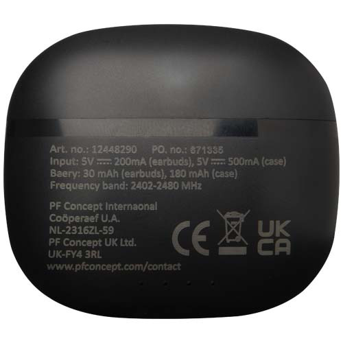 Alterf zestaw słuchawkowy True Wireless z technologią Bluetooth® z tworzyw sztucznych pochodzących z recyklingu i silikonowymi końcówkami dousznymi Czarny 12448290 (4)