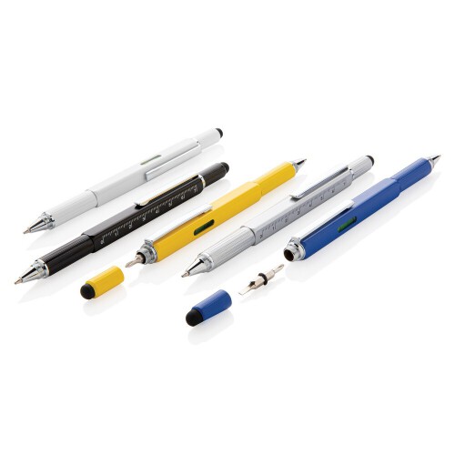 Długopis wielofunkcyjny, poziomica, śrubokręt, touch pen srebrny V1996-32 (13)