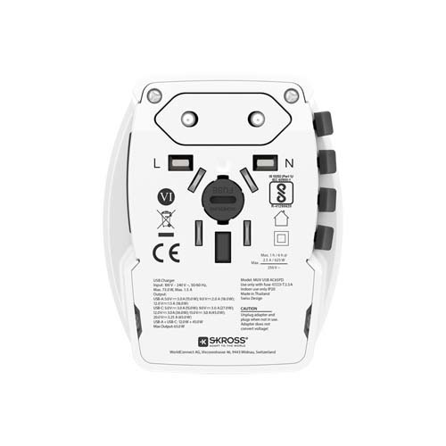 SKROSS® MUV AC65PD – uniwersalna przejściówka z kablem USB-C  Biały 12462001 (2)