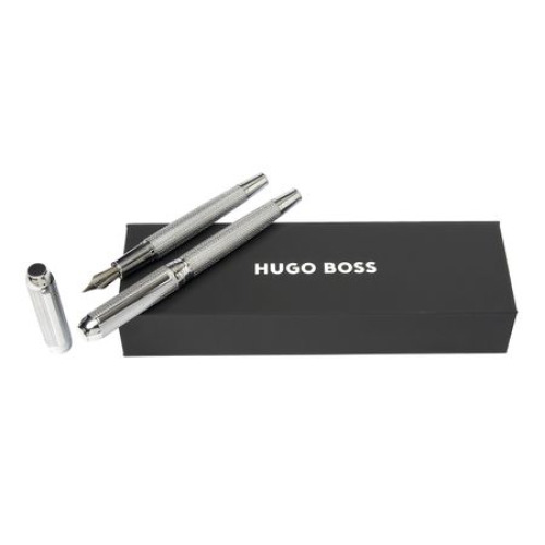 Zestaw upominkowy Hugo Boss pióro wieczne i pióro kulkowe - HSI4652C + HSI4655C Srebrny HPPR465C (1)