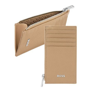 Portfel na karty z zamkiem Classic Grained Black Camel