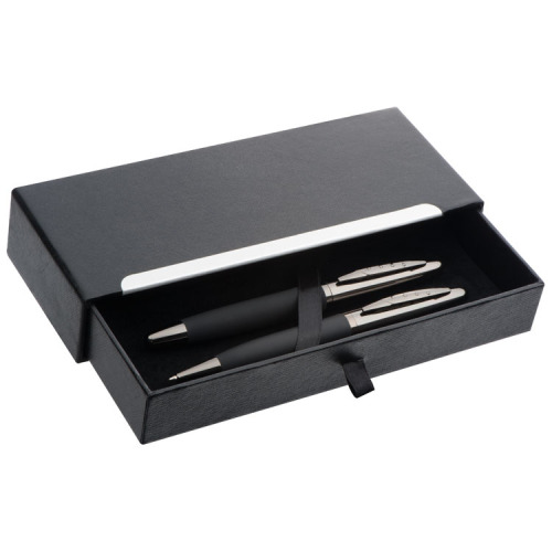 Zestaw piśmienny długopis i pióro wieczne Mark Twain VALENTIN Czarny 1339203 (1)