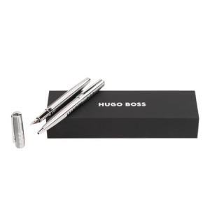 Zestaw upominkowy HUGO BOSS długopis i pióro wieczne - HSH2092B + HSH2094B Srebrny