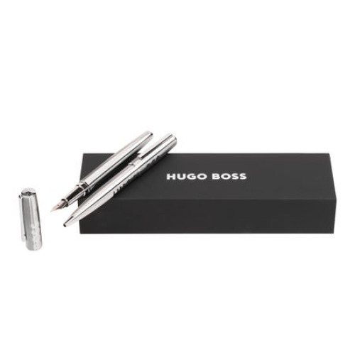 Zestaw upominkowy HUGO BOSS długopis i pióro wieczne - HSH2092B + HSH2094B Srebrny HPBP209B 