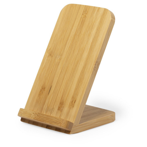 Bambusowa ładowarka bezprzewodowa 5W, stojak na telefon Brązowy V0359-16 (2)