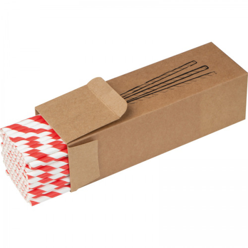 Słomki do napojów tekturowe 100 szt. CARTER Czerwono-biały 8149156 