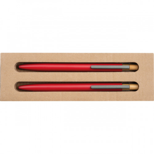 Zestaw piśmienny długopis półżelowy i ołówek automatyczny z aluminium z recyklingu SIEGFRIED Czerwony 1442605 (6)