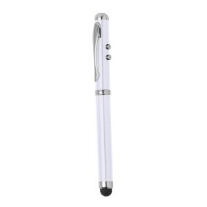 Wskaźnik laserowy, lampka LED, długopis, touch pen biały