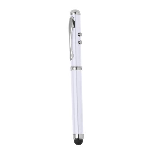 Wskaźnik laserowy, lampka LED, długopis, touch pen biały V3459-02 