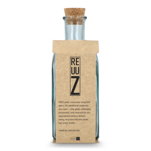 Butelka na wodę InSideOut Square z recyklingowanego szkła ReuuZ z korkiem 500 ml Transparentny LT57015-N0004 (2)