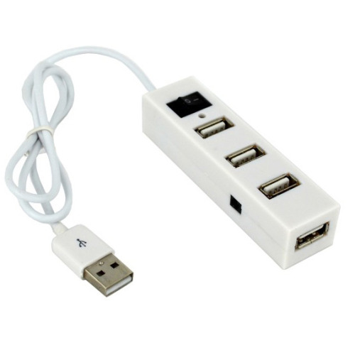 Miniaturowy HUB z wyłącznikiem 4x USB 2.0 Biały EG 019806 