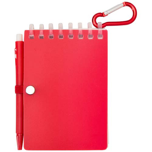 Lig Mini outdoorowy zestaw z notatnikiem w miękkiej okładce z tworzyw sztucznych pochodzących z recyklingu i długopisem (niebieski tusz) Czerwony 10705121 (3)
