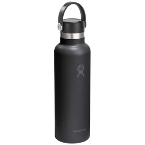 Hydro Flask Standard Mouth 621 ml – termoizolowana butelka na wodę ze stali nierdzewnej, z pokrywką ze słomką. Czarny