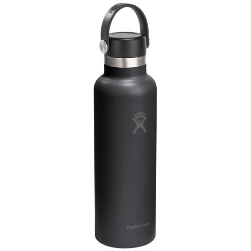 Hydro Flask Standard Mouth 621 ml – termoizolowana butelka na wodę ze stali nierdzewnej, z pokrywką ze słomką. Czarny 10098990 