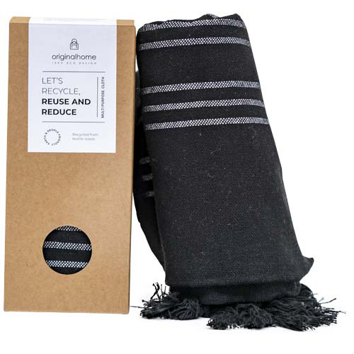 Originalhome tkanina z recyklingu — 85 x 175 cm Czarny 11342590 (2)
