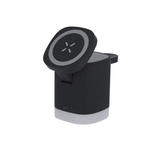 Magnetyczna ładowarka bezprzewodowa 15W z RABS, 3 w 1, stojak na telefon Czarny VA603-03 