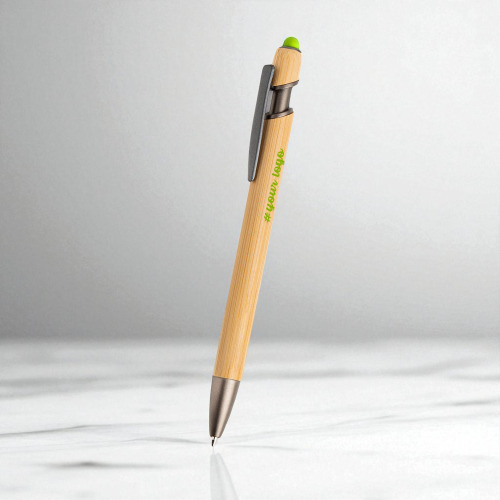 Długopis bambusowy z touchpenem / Boouchllor Jasnozielony IP13152343 (2)