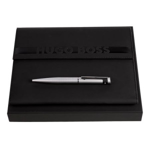 Zestaw upominkowy HUGO BOSS długopis i teczka A5 - HDM309A + HSW3674B Czarny