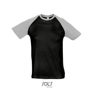 T-shirt Klasyczny Raglanowy Bawełniany - Black & Red