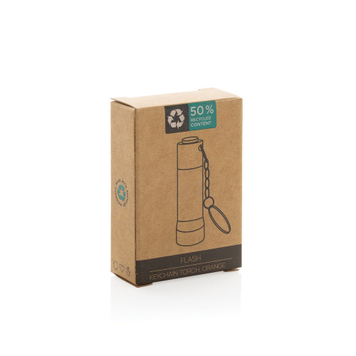 Brelok do kluczy z aluminium z recyklingu, latarka Flash Pomarańczowy P514.0408 (9)
