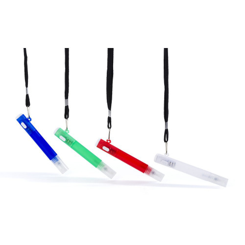 Smycz reklamowa, płyn do dezynfekcji, latarka 1 LED Jasnozielony V9365-10 (1)