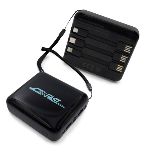 Power bank 10000 mAh, 3 kable do ładowania w komplecie | Tim Czarny V0903-03 (5)