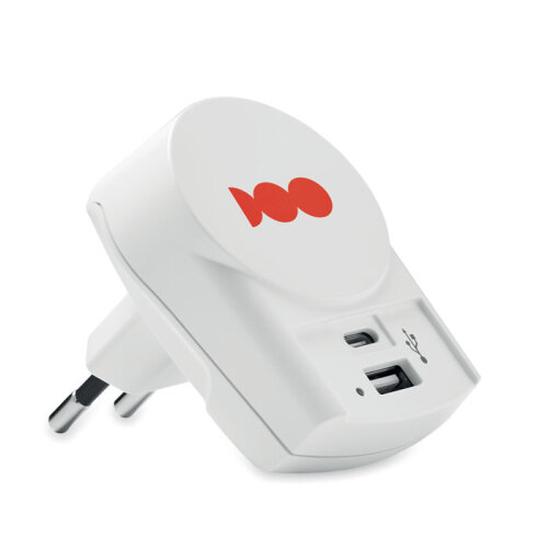 Ładowarka Euro USB (AC) biały MO6883-06 (5)