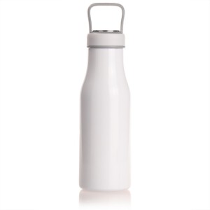 Butelka termiczna 475 ml Air Gifts z uchwytem i metalowym ringiem na spodzie, pojemnik w zakrętce biały