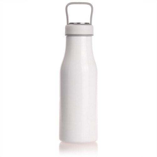Butelka termiczna 475 ml Air Gifts z uchwytem i metalowym ringiem na spodzie, pojemnik w zakrętce biały V0850-02 