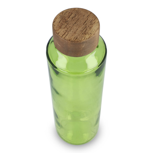 Butelka InSideOut z recyklingowanego szkła ReuuZ z drewnianym korkiem 650 ml Transparentny / jasnozielony LT57013-N0432 (3)