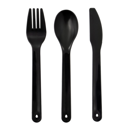 Pudełka śniadaniowe 2 w 1, 2x500 ml, bambusowe wieczko, sztućce | Tijani Czarny VA101-03 (6)