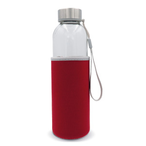 Szklana butelka na wodę z rękawem 500ML Transparentny / czerwony