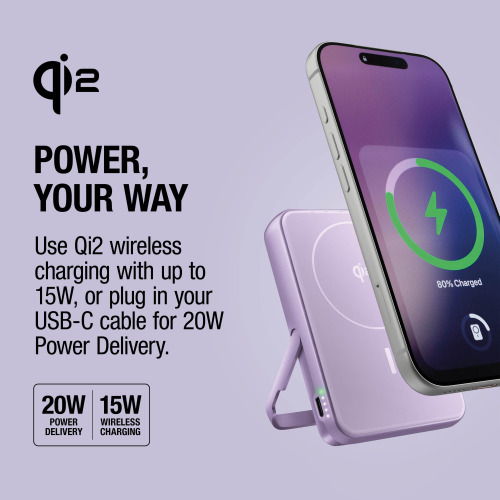 Fresh 'n Rebel Powerbank bezprzewodowy 10000 mAh kompatybilny z MagSafe Liliowy LT49745-N0071 (9)