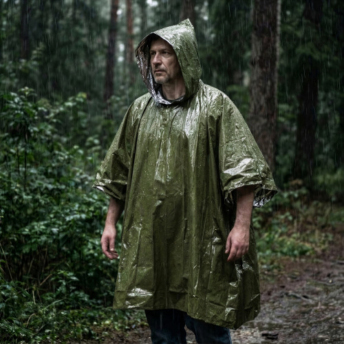 Ponczo termiczne 2 w 1 do survivalu na świeżym powietrzu Dried Green LT94581-N0049 (2)