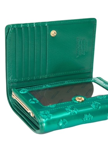 Damski portfel WITTCHEN z lakierowanej skóry z monogramem mały Zielony WITT34-1-070 (2)