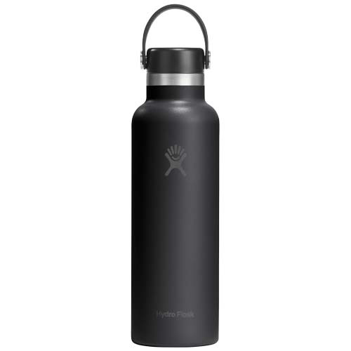 Hydro Flask Standard Mouth 621 ml – termoizolowana butelka na wodę ze stali nierdzewnej, z pokrywką ze słomką. Czarny 10098990 (1)