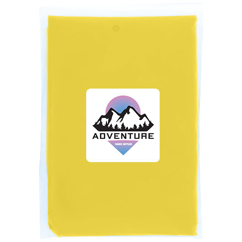 Mayan jednorazowe poncho przeciwdeszczowe z recyklingu z certyfikatem GRS, z pokrowcem do przechowywania  Żółty 10941711 (1)