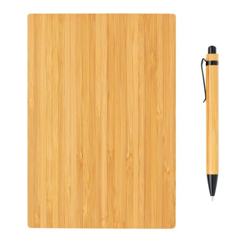 Bambusowy notatnik A5 z bambusowym długopisem brązowy P772.159 (3)