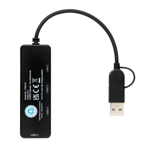 Hub USB 2.0 z USB C RABS black P308.261 (2)