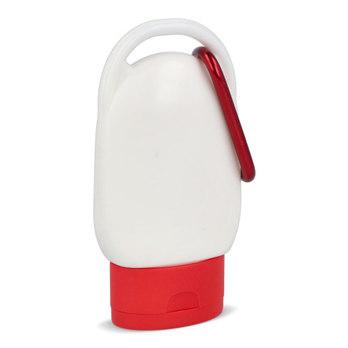 Balsam przeciwsłoneczny z karabińczykiem SPF30 z materiału z recyklingu 30ml Czerwony LT91838-N0021 (1)