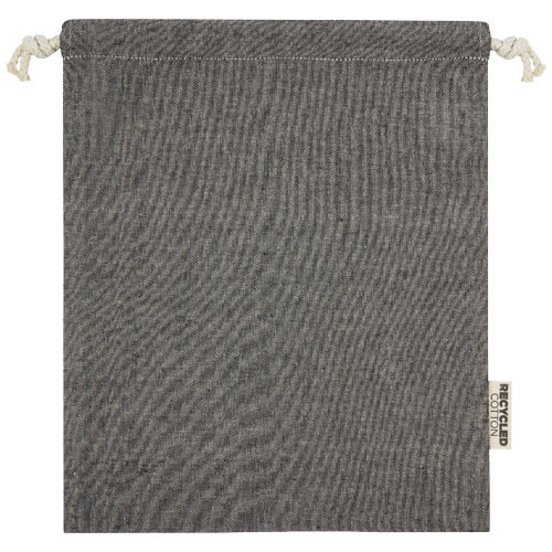 Pheebs torba na prezent z bawełny z recyklingu o gramaturze 150 g/m² i z certyfikatem GRS, średnia o pojemności 1,5 l Czarny melanż 12067190 (3)