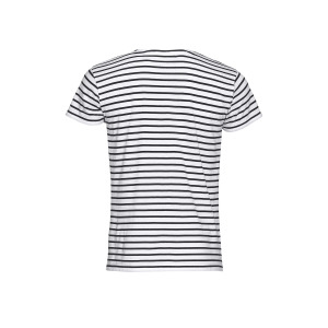 T-shirt Męski Dopasowany Bawełniany w Paski - White & Red