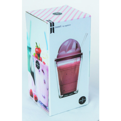 Sweet kubek ze słomką na koktajl, różowy Różowy 5017173 (3)